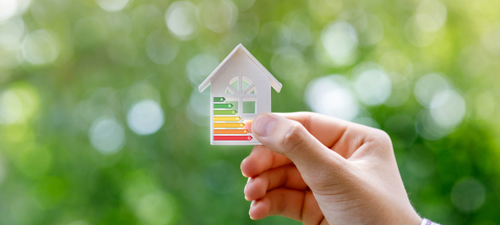 A person holding house model